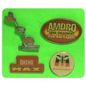 4,Home & Garden AD Pins -Husqvarna Trimmer,AMDRO,Ortho MAX & Mosquito Magnet